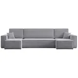 m-punkt24 Eckcouch Cord 3-Sitzer Grau