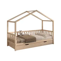 58 aufm Kessel Hausbett Kapua 90 x 200 cm Kiefer massiv lackiert braun