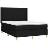 vidaXL Boxspringbett mit Matratze & LED Schwarz 140x200 cm Stoff