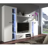 Küchen-Preisbombe Wohnwand Rumba Anbauwand Wohnkombi Wohnzimmer Weiss matt