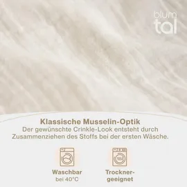 Blumtal Musselin Bettwäsche Beige 200 x 200 cm + 2 x 40 x 80 cm