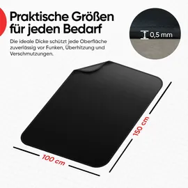 evocamp Brandschutzmatte, 100x150 cm, 3-lagige Struktur mit Silikonbeschichtung, pflegeleicht, feuerfeste Unterlage für Küche,