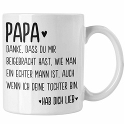 Trendation Tasse Trendation – Papa Tasse Geschenk von Tochter Kaffeetasse Sprüche Vatertag Geschenkidee Spruch Vater weiß