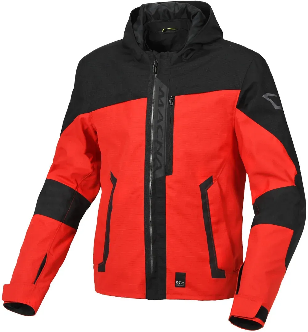 Macna Riggor wasserdichte Motorrad Textiljacke, schwarz-rot, Größe 2XL für Männer