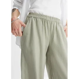 bonprix Palazzohose BONPRIX, Damen, Gr. 40, N-Gr, grün (seegras), Obermaterial: 55% Leinen, 45% Viskose, loose fit, Hosen Palazzohose, aus Leinen und Viskose, Loose Fit Passform, mit Smock-Bund
