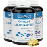 NORSAN Premium Omega 3 Arktis Dorschöl Kapseln 3x120 Kapseln / 1.500mg Omega-3 pro Portion/Omega 3 Kapseln - Fischöl Kapseln aus nachhaltigem Wildfang