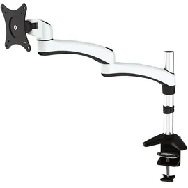 Jenimage ME130TK-Tischhalterung - 1 Monitor Neigen -90 bis +45 Grad Drehen 180 Grad Schwenken 360 Grad fuer 15 bis 27", Tisch/Bank Schwarz, Edelstahl, Weiß