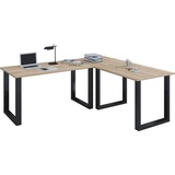 VCM Holz Schreibtisch Computertisch Arbeitstisch Büromöbel Lona 80 U Alu schwarz 220,0 x 80,0 cm