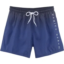 Badeshorts VENICE BEACH, Herren, Gr. L (52), N-Gr, blau (marine, blau), Polyester, Recycling-Polyester, Microfaser, Farbverlauf, kontrastfarbene Details, Badehosen, mit Farbverlauf