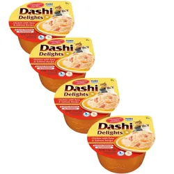 Inaba DASHI Ergänzungsfuttermittel für Katzen - Brühe mit Huhn, Thunfisch und Lachsgeschmack 4x70 g (Rabatt für Stammkunden 3%)