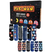 United Labels® Adventskalender Pac-Man Socken Adventskalender mit 12 Paar Socken kurz und lang bunt