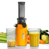 Ventray Ginnie Entsafter | Slow Juicer mit 60 U/min | 45mm Öffnung | Rückwärts Funktion und Zwei Filtergrößen | BPA Freie | 100 Watt | Leicht zu Reinigen & Leiser | Schlankes Design | 400ml, Gelb