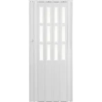 Falttür Höhe 203 cm Einbaubreite bis 115 cm Schiebetür weiss farben mit Schloß 2 x Schlüssel und Fenster Doppelwandprofil Neu