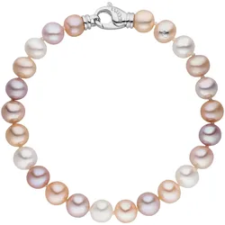 Perlenarmband ADRIANA "Schmuck Geschenk Silber 925 Armband Armkette Monterosso, M10-7", rosa (silberfarben, multicolor), Armbänder, Damen, Silber 925 (Sterlingsilber)-Seide-Perlen, Silber 925 (Sterlingsilber), Seide, Perlen, Made in Germany - mit Süßwasserzuchtperle