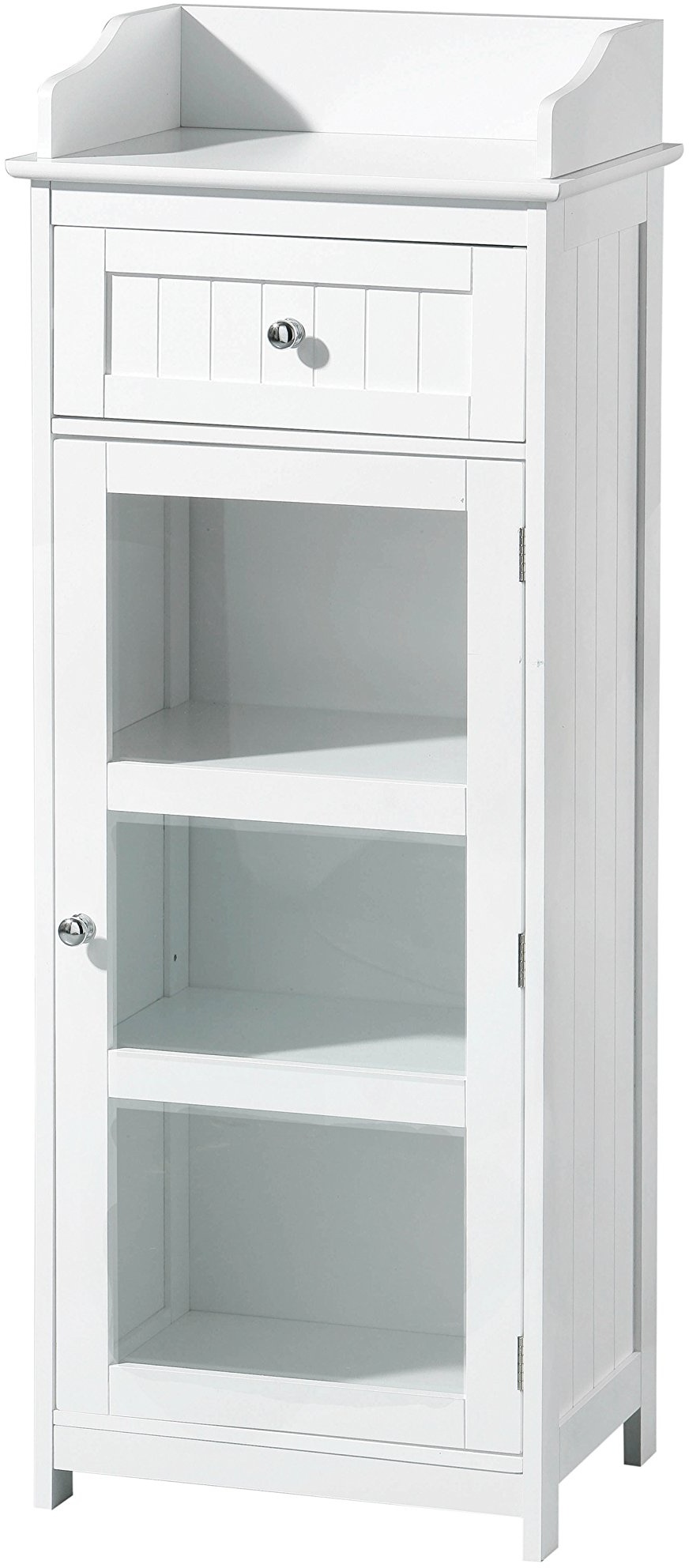Premier Housewares Portland Freistehende Kommode mit Tür und Schublade 119x45x33 cm weiß, MDF, Weiß, 33x45x119
