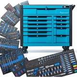 NTG Werkzeugwagen WZW.6012, bestückt, 457-teilig, blau, 12 Schubladen, mit Werkzeug