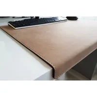 Gewinkelte Schreibtischunterlage mit Kantenschutz Nubuk Leder 90 x 47 Beige