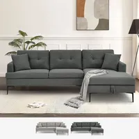 Grau Stoff 3-Sitzer Ecksofa mit Stauraum Halbinsel Agadir