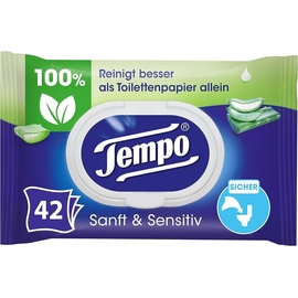 Tempo Feuchtes Toilettenpapier Sanft & Sensitiv 1-lagig, 42 Tücher