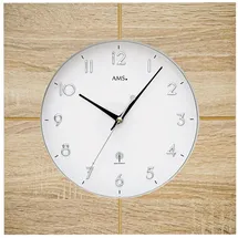 AMS Funkwanduhr F5545 (Made in Germany,Holz,Wohnzimmer,Esszimmer,Küche,Arbeitszimmer,Flur) beige