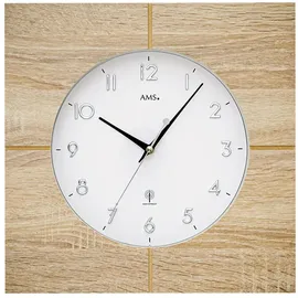 AMS Funkwanduhr F5545 (Made in Germany,Holz,Wohnzimmer,Esszimmer,Küche,Arbeitszimmer,Flur) beige