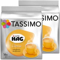 TASSIMO Café HAG Crema Entkoffeiniert, KAPSEL Koffeinfrei Kaffee 32 T-DISCS