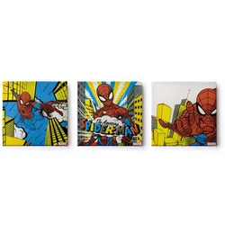 Leinwandbild MARVEL "Leinwandbilder Set of 3 Spiderman 3/30X30cm", bunt (farbe bild(er): bunt), B:30cm H:30cm T:2,5cm, MDF, Bilder