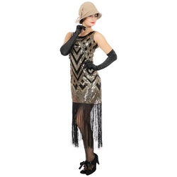 Metamorph Kostüm Goldenes 20er Jahre Abendkleid, Schimmerndes Flapper-Kleid für Deine Charleston-Tanzeinlage 38