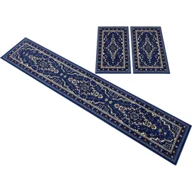 OTTO home Bettumrandung OTTO HOME "Oriental, Made in Belgium" Gr. 14, blau (hellblau), H:7mm, Obermaterial: 100% Polypropylen, Bettumrandungen, Läufer-Set, Kurzflor, Orient-Optik, mit Bordüre, pflegeleicht, elegant