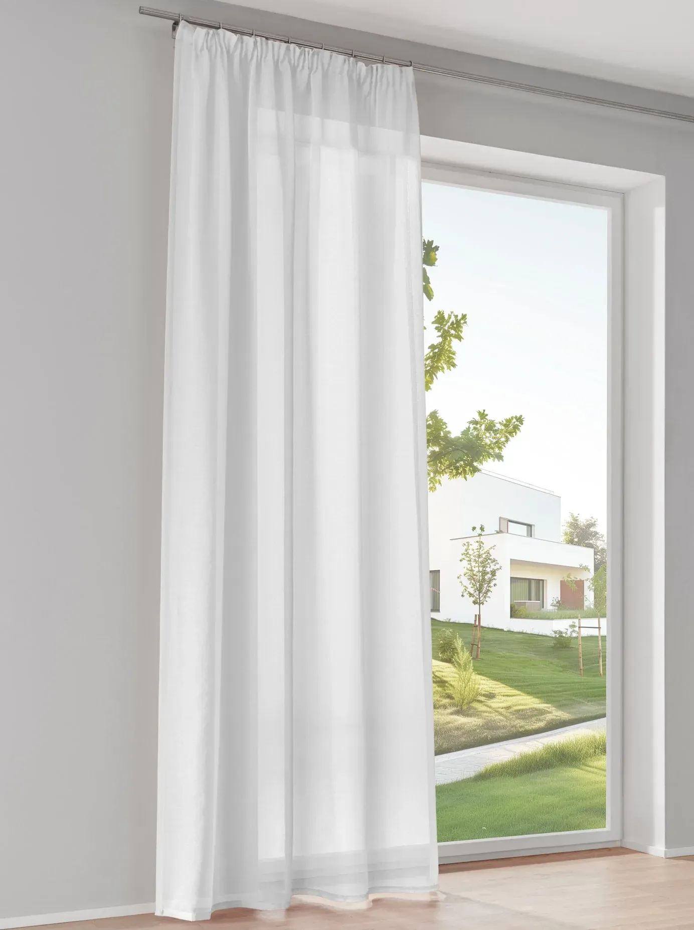 Gardine HEINE HOME Gr. 4, weiß, B:140cm H:245cm, Polyester, Gardinen, Gardine