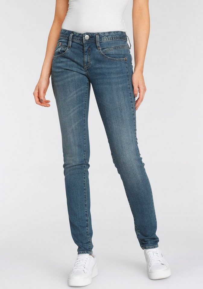 Herrlicher Slim-fit-Jeans GINA RECYCLED DENIM mit seitlichem Keileinsatz blau 25