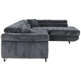 m-punkt Eckcouch Cord 2-Sitzer Grau