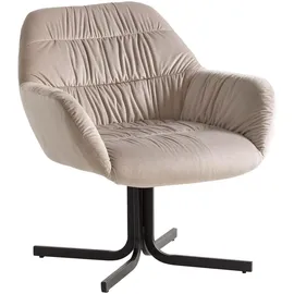 FineBuy Cocktailsessel FINEBUY Samt 64 x 74 x 68 cm Beige gepolstert