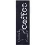 HANSE HOME "Cup Of Coffee", schwarz-weiß (schwarz,weiß), B:50cm H:3mm L:150cm, Polyester, Teppiche, Läufer, Rutschfest, Küchenteppich, Küche, Teppich, Pflegeleicht
