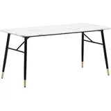 Manahee Design | Esszimmertisch 200x90x76 cm Esstisch Weiß in Marmor-Optik Modern, Küchentisch Groß, Speisetisch Rechteckig, Tisch Esszimmer mit... - Weiß