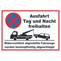 HB-Druck Parken verboten Ausfahrt Tag und Nacht freihalten Schild A0 (841x1189mm)