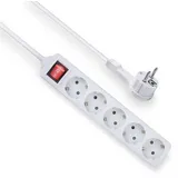 ACT Steckdosenleiste Flachstecker 5-Fach, Power Strip 1.5m, Mehrfachsteckdose mit Kindersicherung, Steckerleiste mit Schalter, Steckdosen im 45 Grad Winkel – AC2455