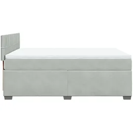vidaXL Boxspringbett mit Matratze Hellgrau 160x200 cm Samt