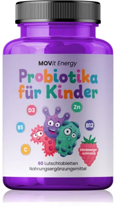Movit Energy Probiotika für Kinder Lutschtabletten mit Probiotika Geschmack Raspberry 78 g