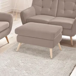 Hocker EXXPO - SOFA FASHION "Scandi bequem und elegant mit hohem Holzfuß", grau (dunkelgrau), B:72cm H:47cm T:62cm, Korpus: 100% PES, Luxus-Microfaser (100% Polyester), Hocker, Fußhocker, bequem und elegant mit hohem Holzfuß