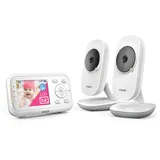 Vtech VM3250-2 Video-Babyphone mit 2 Kameras, 300 m Lange Reichweite, mit 2,8 Zoll LCD, bis zu 19 Stunden Video-Streaming, Nachtsicht, gesicherte Übertragung, Temperatursensor, beruhigende Geräusche,