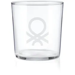 Benetton - Set mit 4 Wassergläsern, 0,345 l, kristallklares Logo