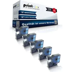 5x Kompatible Schriftbänder für Dymo D1 45016 Labelmanager 280 Labelmanager 300 Labelmanager 350 Labelmanager 350 D S0720540 12mmx7m Kassetten Pa...