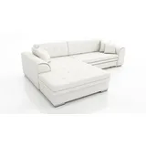 Fun Möbel Couchgarnitur SARRA Weiss mit Schlaffunktion Ottomane Links - Weiß