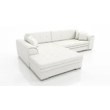 Fun Möbel Couchgarnitur SARRA Weiss mit Schlaffunktion Ottomane Links - Weiß