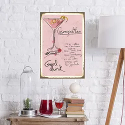 queence Metallbild »Cosmopolitan«, Schriftzüge-Schriftzug-Getränke, (1 St.), Stahlschilder queence Farbe Bild(er): grau