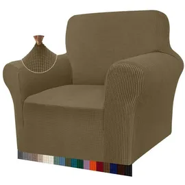 luxuskollektion Sofaüberwurf Jacquard Stretch Hunde 1 Sitzer Khakigrün