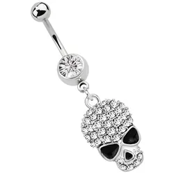 Bauchnabelpiercing ADELIA ́S "Piercing  Piercing Bauchnabelpiercing", Damen, transparent (klar), Chirurgiestahl, modisch, Piercings, 316l Stahl Banane - klar Totenkopf und Sonnenbrille