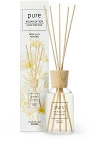 PURE ROOM EDITION Raumduft Vanilla & Almond, Angenehmes Raumparfum mit einem warmen Vanilleduft und fruchtigen Noten, 250 ml - Duftdiffuser