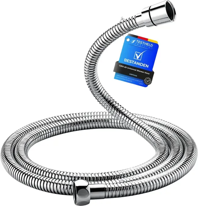Grifema Duschschlauch 2m / 79'' - Edelstahl Duschschlauch, Knick- & Leckgeschützt, Universelle G1/2 Passform, Chrom-Silber – Flexibler & Langlebiger Ersatzschlauch mit Messingverbindern und Dichtungen